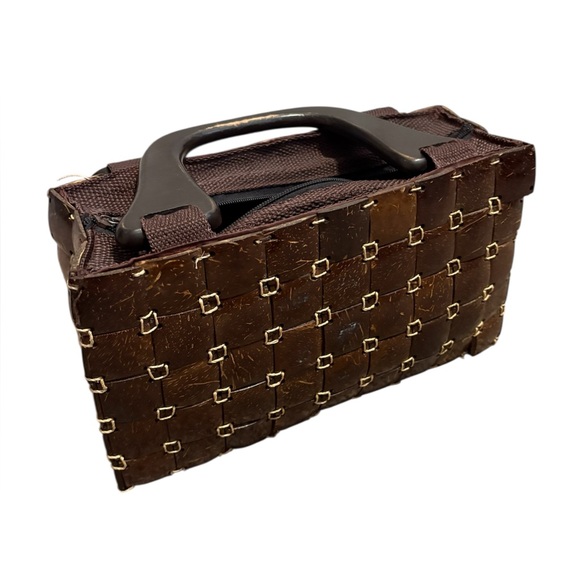 Handbags - Vintage Coconut Shell Filipino Brown rectangle Native Purse. Beautiful, Unique!